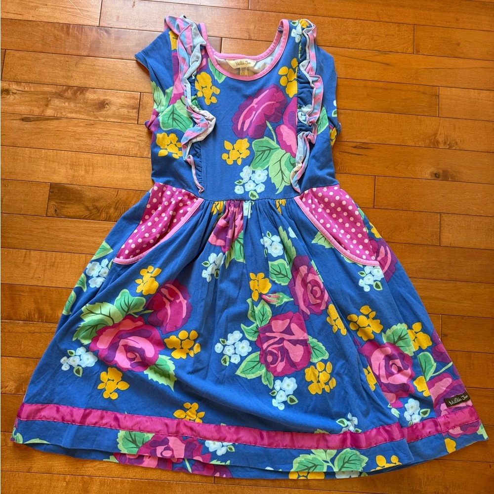 Matilda Jane Blue Floral Dress with Pink and Yellow Accents